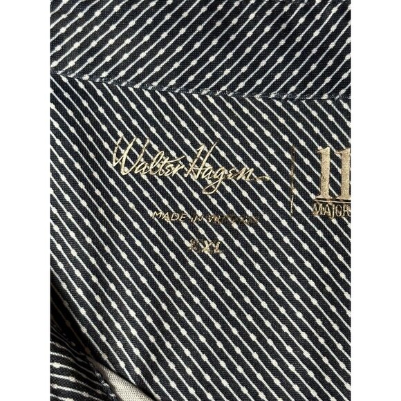 Walter Hagen 11 Majors Men's Golf Polo Shirt SZ XXL Navy Blue Small White Stripe - Picture 8 of 10